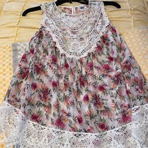 Self Esteem Floral Sheer Blouse